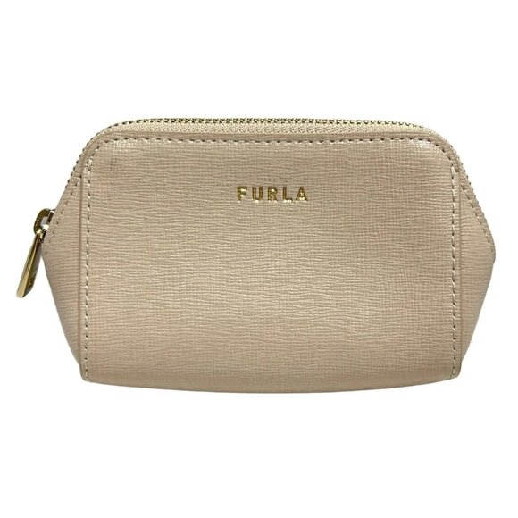 Auth FURLA - Beige Leather Pouch - Picture 1 of 7